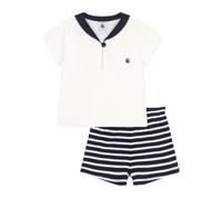 Een baby 2-delige set PETIT BATEAU met een trui met een col. marineblauw - thumbnail