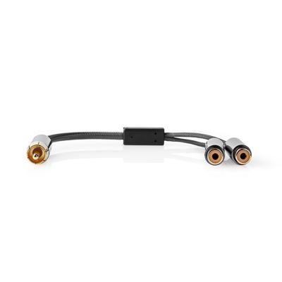 Stereo-Audiokabel | RCA Male - 2x RCA Female | Gun Metal Grey | Gevlochten kabel