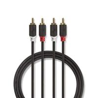 Nedis Stereo-Audiokabel | 2x RCA Male | 2x RCA Male | 2 m | 1 stuks - CABW24200AT20 CABW24200AT20 - thumbnail