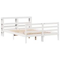 Bedframe zonder matras massief grenenhout wit 150x200 cm - thumbnail
