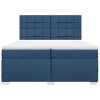 Boxspring met matras stof blauw 200x200 cm - thumbnail