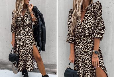 Midi jurk met split - Nu in de aanbieding!