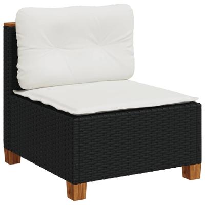 6-delige Loungeset met kussens poly rattan zwart - thumbnail