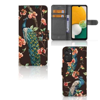 Samsung Galaxy A14 5G | Telefoonhoesje | Met pasjeshouder | Pauw met Bloemen