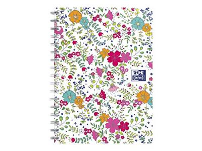 Oxford Floral softcover spiraalschrift, ft A6, 50 vel, geruit 5 mm, 4 geassorteerde designs