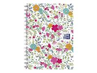 Oxford Floral softcover spiraalschrift, ft A6, 50 vel, geruit 5 mm, 4 geassorteerde designs - thumbnail