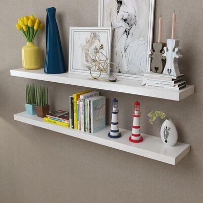 VidaXL Wandplanken mdf zwevend voor boeken/dvd wit 2 st