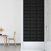 VidaXL Wandpanelen 12 st 0,54 m² 30x15 cm kunstleer zwart - thumbnail