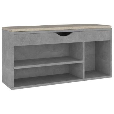 VidaXL Schoenenbank met kussen 104x30x49 cm bewerkt hout betongrijs VidaXL Schoenenbank met kussen 104x30x49 cm bewerkt hout betongrijs