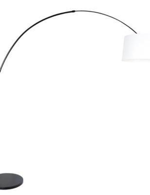 Steinhauer BooglampStresa zwart met effen wit lampenkap - 9828ZW