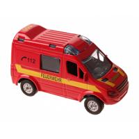 2 Play Duitse brandweerwagen diecast pull back 8 cm rood - thumbnail