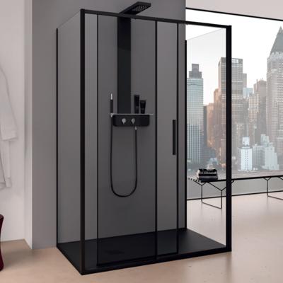 Douchecabine Lacus Torcello Aluminium Helder Glas Zwart (alle maten x2 zijwanden) Douchecabine Lacus Torcello Aluminium Helder Glas Zwart (alle maten x2 zijwanden)