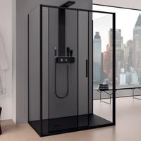 Douchecabine Lacus Torcello Aluminium Helder Glas Zwart (alle maten x2 zijwanden) - thumbnail