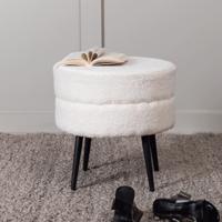 Nohr Poef 'Akela' Teddy, kleur Off White - thumbnail