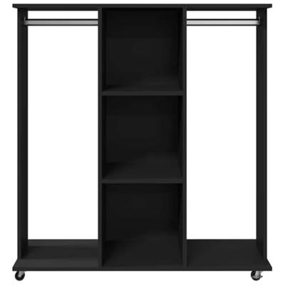 Kledingkast met wielen 102x38x110 cm bewerkt hout zwart Kledingkast met wielen 102x38x110 cm bewerkt hout zwart