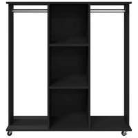 Kledingkast met wielen 102x38x110 cm bewerkt hout zwart - thumbnail