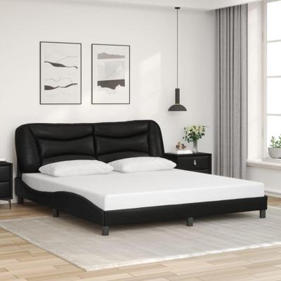 Bedframe met hoofdbord kunstleer zwart 180x200 cm