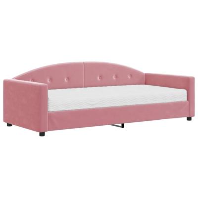 Slaapbank met matras 90x200 cm fluweel roze