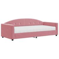 Slaapbank met matras 90x200 cm fluweel roze - thumbnail