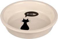 Trixie voerbak keramiek wit met silhouette kat - thumbnail