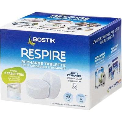 Absorber navullingen - BOSTIK - Respire - 2 tabletten - Tot 25 m² - Geurloos - 2 x 250 g