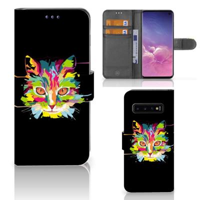 Samsung Galaxy S10 Leuk Hoesje Cat Color Samsung Galaxy S10 Leuk Hoesje Cat Color