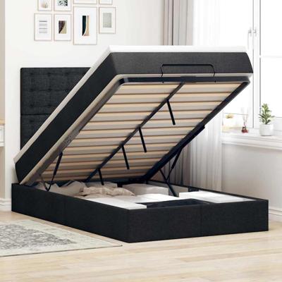 Ottoman bed met matras en LED's 120x190 cm stof zwart