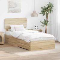 Bedframe met hoofdeinde Sonoma Eiken 75 x 190 cm Bewerkt hout - thumbnail