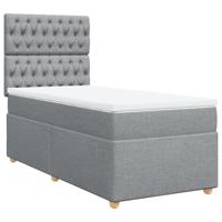 Boxspring met matras stof lichtgrijs 100x200 cm - thumbnail