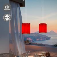 Papieren Gevouwen Lampenkap - Cilindrisch - Rood - ø20 x 24 cm - E27 fitting - Voor Tafellampen - Ontworpen voor woonkamer en eetkamer - thumbnail