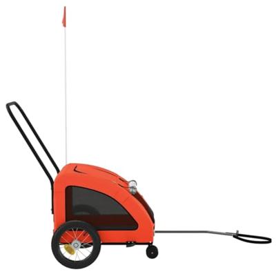 Hondenfietstrailer oxford stof en ijzer oranje en grijs - thumbnail