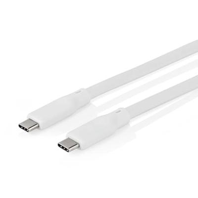 Nedis USB-Kabel | USB 3.2 Gen 2 | USB-C Male | USB-C Male | 240 W | 8K@30Hz | 20 Gbps | Vernikkeld | 1.00 m | Rond | Silicone | Wit | Doos -