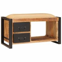 Opslagbank met lade Bruin 80 x 35 x 40 cm Massief mangohout - thumbnail