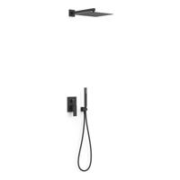 Regendoucheset Inbouw Tres Cuadro Exclusive Met Wandarm en Handdoucheset met Staafhanddouche Mat Zwart Tres - thumbnail