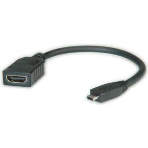 ROLINE HDMI High Speed Kabel met Ethernet, HDMI F - Micro HDMI M, 0,22 m