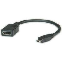 ROLINE HDMI High Speed Kabel met Ethernet, HDMI F - Micro HDMI M, 0,22 m - thumbnail