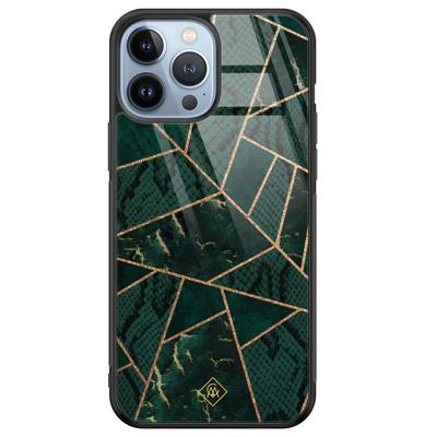 iPhone 13 Pro Max glazen hardcase - Abstract groen iPhone 13 Pro Max glazen hardcase - Abstract groen