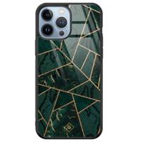 iPhone 13 Pro Max glazen hardcase - Abstract groen - thumbnail