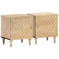 Nachtkastjes 2 st 40x33x46 cm massief mangohout - thumbnail