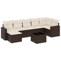 8-delige Loungeset met kussens poly rattan bruin - thumbnail