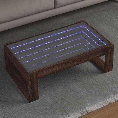 Salontafel met Infinity LED 90x53x30 cm bruin eikenkleurig
