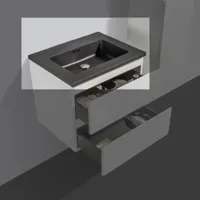 Wastafel kwartsteen Tieme mat zwart zonder kraangat - thumbnail
