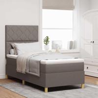 Boxspring bed met matras met hoofdeinde Taupe 100 x 200 cm Stof - thumbnail