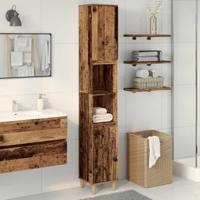 Badkamerkast 30x30x190 cm bewerkt hout oud houtkleurig - thumbnail
