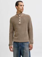 Jack & Jones Jjethan Knit High Neck Trui Crockery Twist W. Canteen. Button - thumbnail