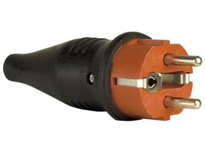 Showtec rubber schuko connector male 230V/240V rood