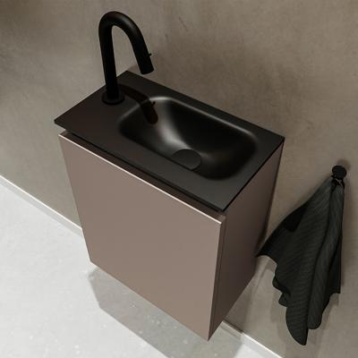MONDIAZ TURE 40cm toiletmeubel smoke. EDEN wastafel urban rechts 1 kraangat