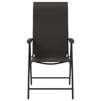 Tuinstoelen 2 st inklapbaar poly rattan zwarte koffiekleur - thumbnail