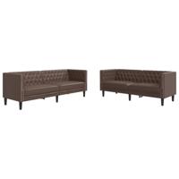 2-delige Loungeset Chesterfield-stijl kunstleer bruin - thumbnail