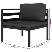 6-delige Loungeset met kussens aluminium antracietkleurig - thumbnail